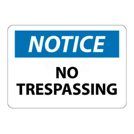 National Marker Co NMC OSHA Sign, Notice No Trespassing, 10in X 14in, White/Blue/Black N218RB